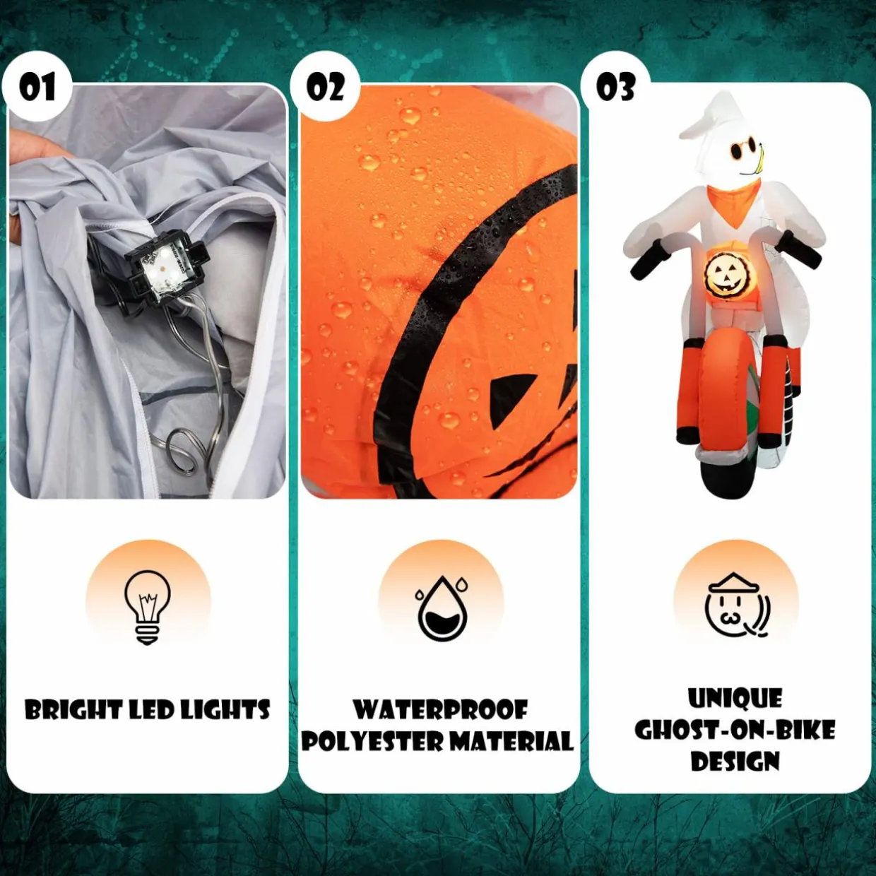 Tangkula 5 FT Halloween Inflatable Ghost Riding on Motor Bike