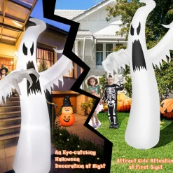 Tangkula 12 FT Halloween Inflatable Ghost, Quick Blow up Halloween Decoration, Giant Inflatable Specter with Bright LED Lights