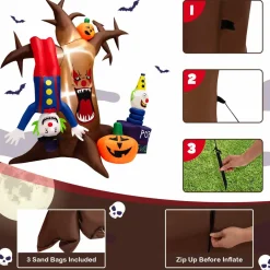 Tangkula 8 FT Halloween Inflatable Dead Tree, Blow Up Lighted Yard Decoration with Pumpkinsn