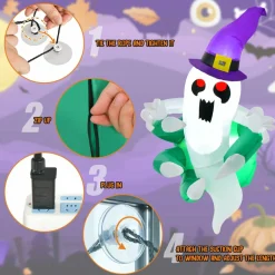 Tangkula 3.6 FT Halloween Inflatable Ghost Broke Out from Window