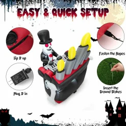 Tangkula 5.2 FT Halloween Inflatable Skeleton Playing Piano