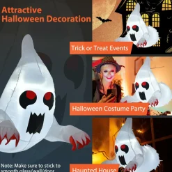 Tangkula 3.3 FT Halloween Inflatable Ghost Broke Out from Window