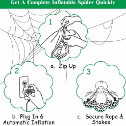 Tangkula 6 Ft Halloween Inflatable Spider, Spider with LED Lights Outdoor Indoor Halloween Decorations