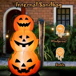 Tangkula 5.2 Ft Halloween Inflatable 3-Pumpkin Stack