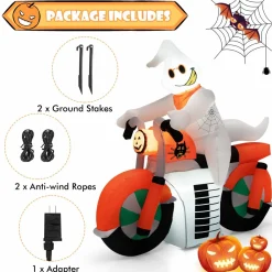Tangkula 5 FT Halloween Inflatable Ghost Riding on Motor Bike