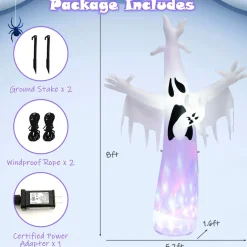 Tangkula 8 FT Halloween Inflatable Ghost, Blow-up Yard Halloween Decorations with Built-in LED Lights & Magic Rotating Lamp