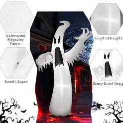 Tangkula 12 FT Halloween Inflatable Ghost, Quick Blow up Halloween Decoration, Giant Inflatable Specter with Bright LED Lights