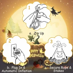 Tangkula 6 FT Halloween Inflatable Ghost in Pumpkin, Blow-up Ghost with Internally LED Bulb & Waterproof Fan