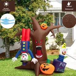 Tangkula 8 FT Halloween Inflatable Dead Tree, Blow Up Lighted Yard Decoration with Pumpkinsn