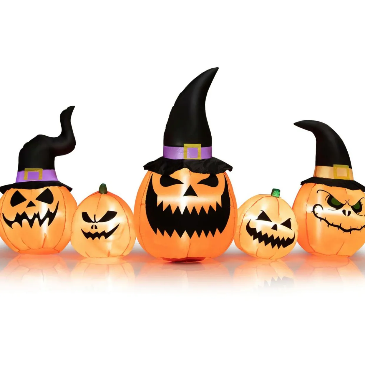 Tangkula 8 Ft Halloween Inflatable Pumpkin Family, Waterproof Halloween Yard Decoration with Built-in LED Lights, Sandbag