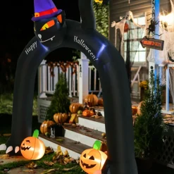 Tangkula 9 FT Halloween Inflatable Black Cat Archway