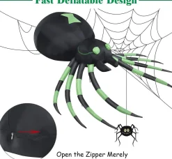 Tangkula 6 Ft Halloween Inflatable Spider, Spider with LED Lights Outdoor Indoor Halloween Decorations