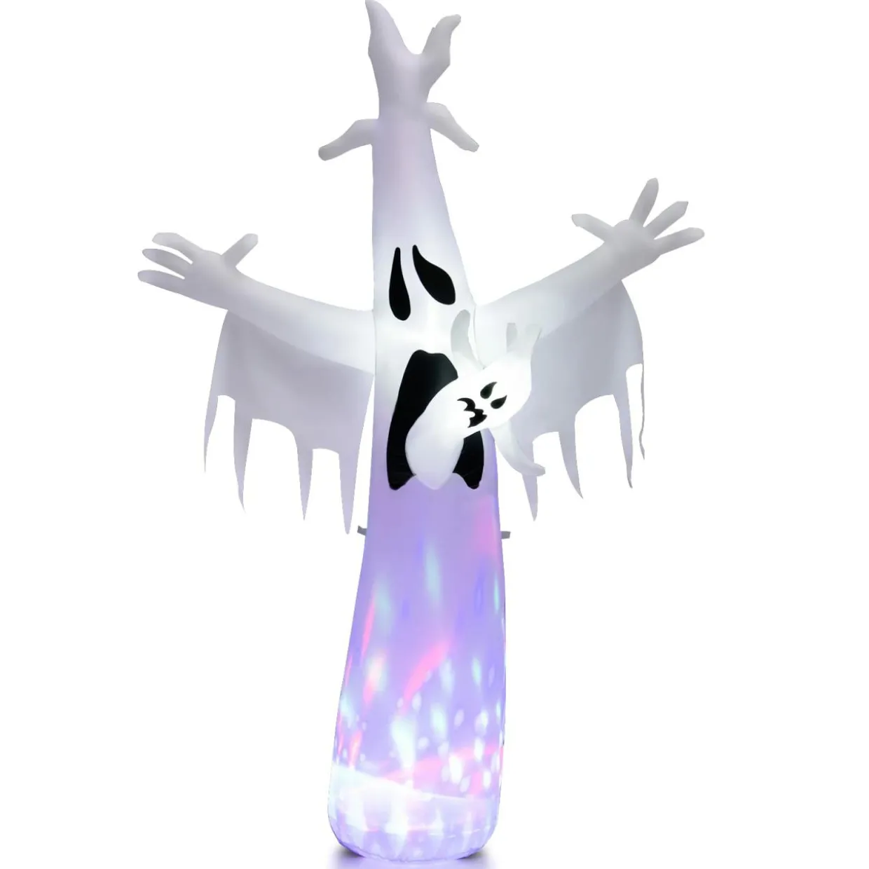 Tangkula 8 FT Halloween Inflatable Ghost, Blow-up Yard Halloween Decorations with Built-in LED Lights & Magic Rotating Lamp