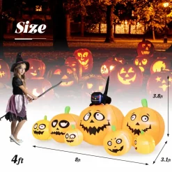 Tangkula 8 FT Halloween Inflatable Pumpkin Patch Lanterns with Witches' Cat