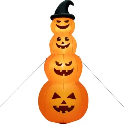 Tangkula 8 FT Halloween Inflatable Pumpkin, 4 Pumpkins Stack Halloween Decorations