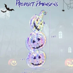 Tangkula 3.4 FT Halloween Lighted Stacked Pumpkins