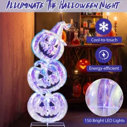 Tangkula 3.4 FT Halloween Lighted Stacked Pumpkins