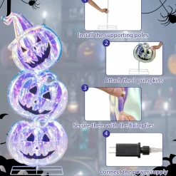 Tangkula 3.4 FT Halloween Lighted Stacked Pumpkins