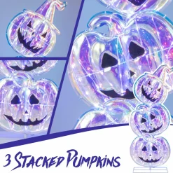 Tangkula 3.4 FT Halloween Lighted Stacked Pumpkins