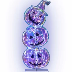 Tangkula 3.4 FT Halloween Lighted Stacked Pumpkins
