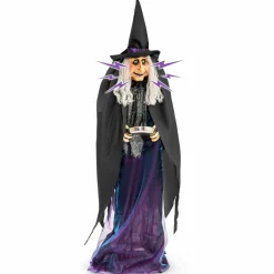 Tangkula 6 FT Halloween Standing Animated Witch with Candy Dish
