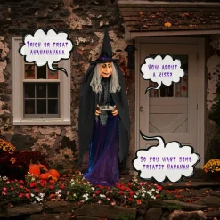 Tangkula 6 FT Halloween Standing Animated Witch with Candy Dish