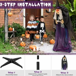 Tangkula 6 FT Halloween Standing Animated Witch with Candy Dish