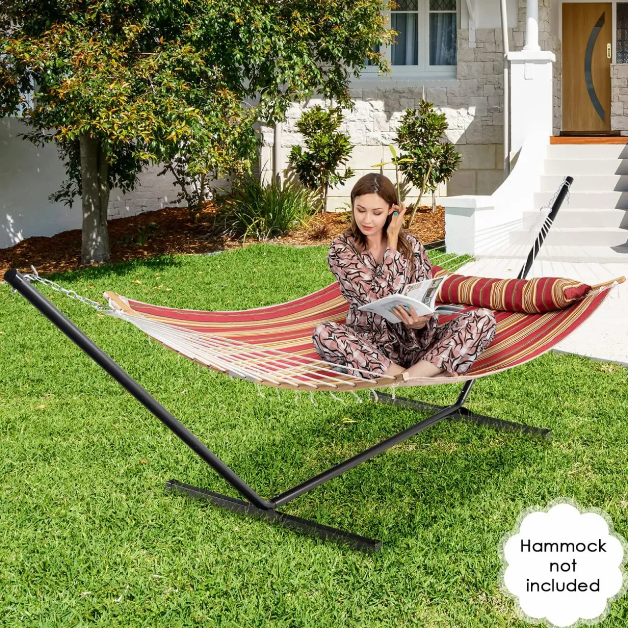 Tangkula 12.5 ft Hammock Stand Only, 2 Person Heavy Duty Steel Hammock Frame with 2 Hanging Chains