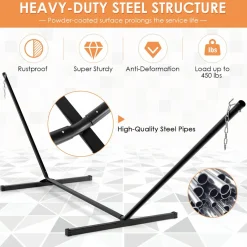 Tangkula 12.5 ft Hammock Stand Only, 2 Person Heavy Duty Steel Hammock Frame with 2 Hanging Chains