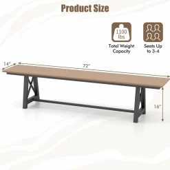Tangkula 6 FT HDPE Outdoor Bench, Extra Long Patio Picnic Bench for 3-4 People, 1100 lbs Weight Capacity