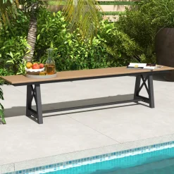 Tangkula 6 FT HDPE Outdoor Bench, Extra Long Patio Picnic Bench for 3-4 People, 1100 lbs Weight Capacity