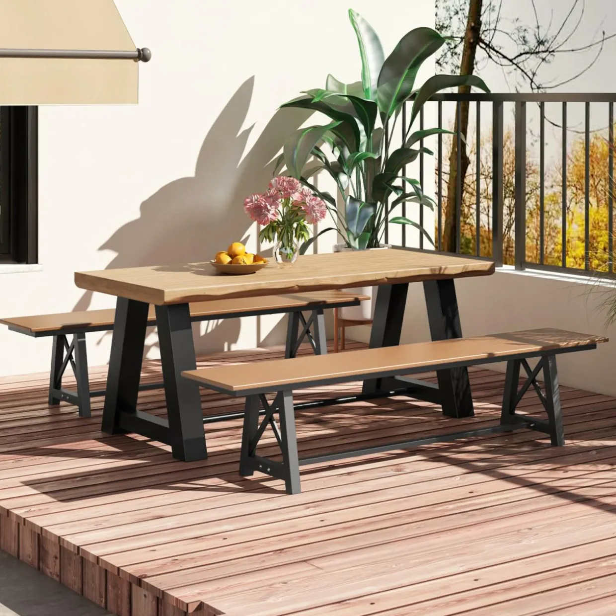 Tangkula 6 FT HDPE Outdoor Bench, Extra Long Patio Picnic Bench for 3-4 People, 1100 lbs Weight Capacity