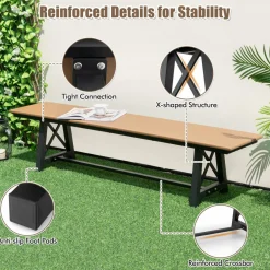 Tangkula 6 FT HDPE Outdoor Bench, Extra Long Patio Picnic Bench for 3-4 People, 1100 lbs Weight Capacity
