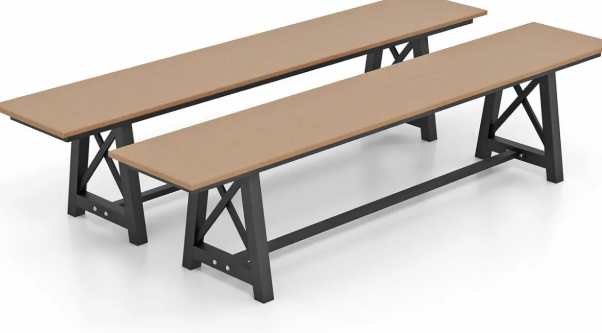 Tangkula 6 FT HDPE Outdoor Bench, Extra Long Patio Picnic Bench for 3-4 People, 1100 lbs Weight Capacity