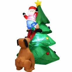 Tangkula 6 FT Inflatable Christmas Tree with Santa Claus & Dog