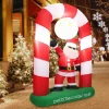 Tangkula 8 Ft Inflatable Christmas Stocking Arch with Disco Santa Claus