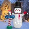 Tangkula 6 FT Inflatable Christmas Snowman, Blow up Xmas Decoration w/ Penguin Guidepost