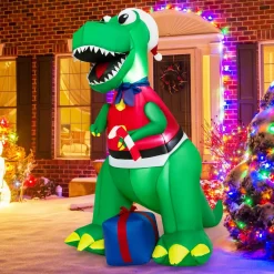 Tangkula 6.8 FT Inflatable Christmas Dinosaur