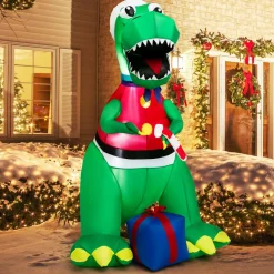 Tangkula 6.8 FT Inflatable Christmas Dinosaur