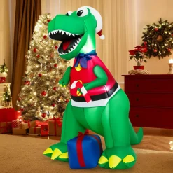 Tangkula 6.8 FT Inflatable Christmas Dinosaur
