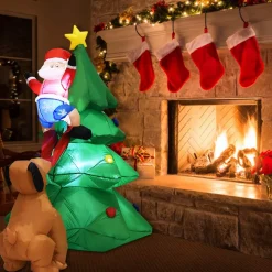 Tangkula 6 FT Inflatable Christmas Tree with Santa Claus & Dog