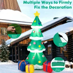 Tangkula 6 FT Inflatable Christmas Tree, Blow up Christmas Tree with 3 Gift Boxes, Self Inflating X-mas Tree with LED Lights