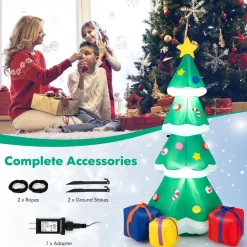 Tangkula 6 FT Inflatable Christmas Tree, Blow up Christmas Tree with 3 Gift Boxes, Self Inflating X-mas Tree with LED Lights