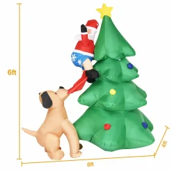 Tangkula 6 FT Inflatable Christmas Tree with Santa Claus & Dog