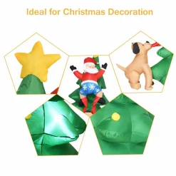 Tangkula 6 FT Inflatable Christmas Tree with Santa Claus & Dog