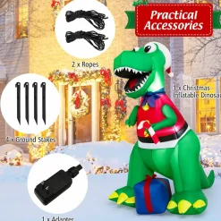 Tangkula 6.8 FT Inflatable Christmas Dinosaur