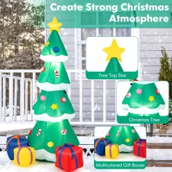 Tangkula 6 FT Inflatable Christmas Tree, Blow up Christmas Tree with 3 Gift Boxes, Self Inflating X-mas Tree with LED Lights