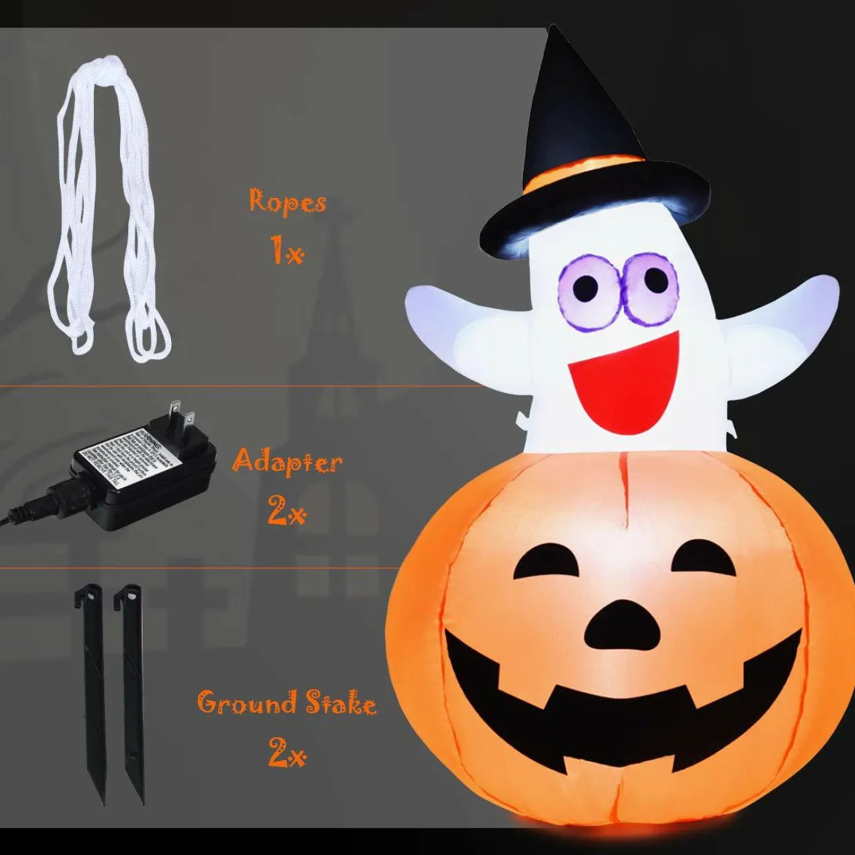 Tangkula 4.9 FT Inflatable Ghost in Pumpkin Halloween