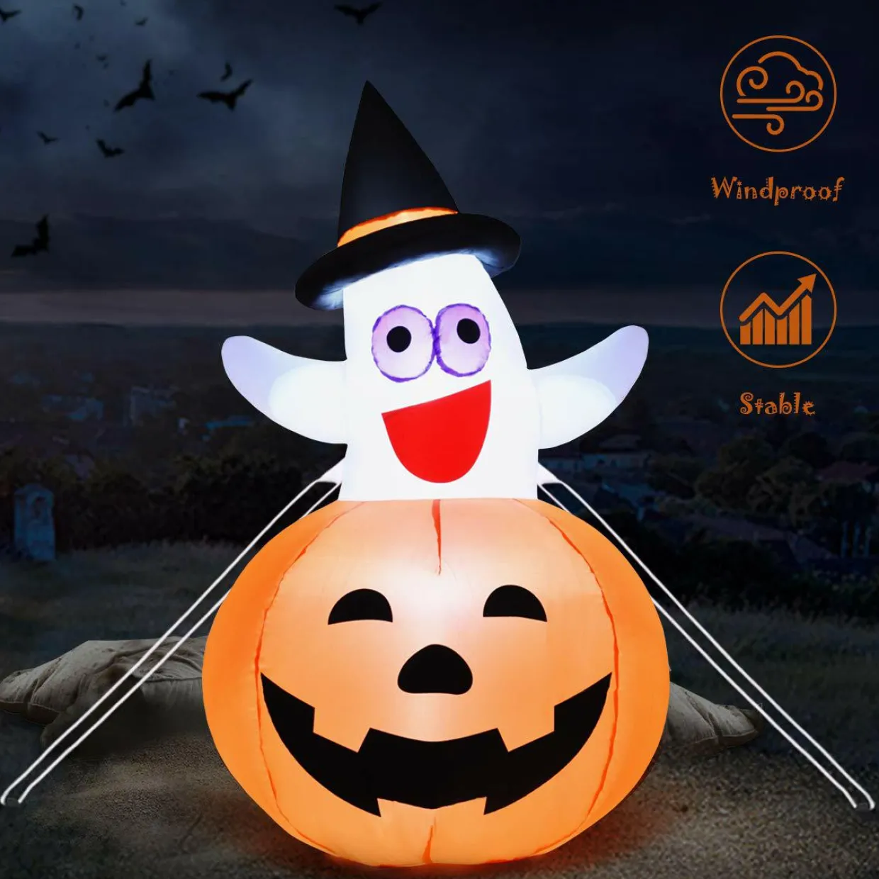 Tangkula 4.9 FT Inflatable Ghost in Pumpkin Halloween