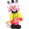 Tangkula 8 FT Inflatable  Halloween Head Turning Clown, LED Lighted Animated Clown with Hammer & Flashing Eyes